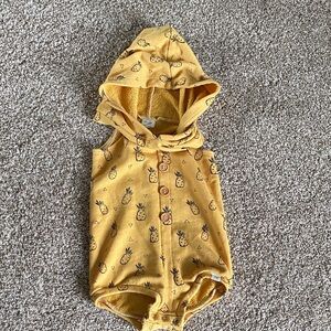 Yellow Pineapple Print Kids Bodysuit